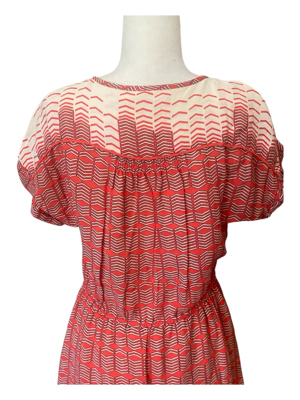 Maeve Anthropologie Veronia Cheveron Shirt Dress Orange Button Down - Picture 6 of 9